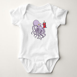 Body Para Bebê Octopus com caneta de Bebendo