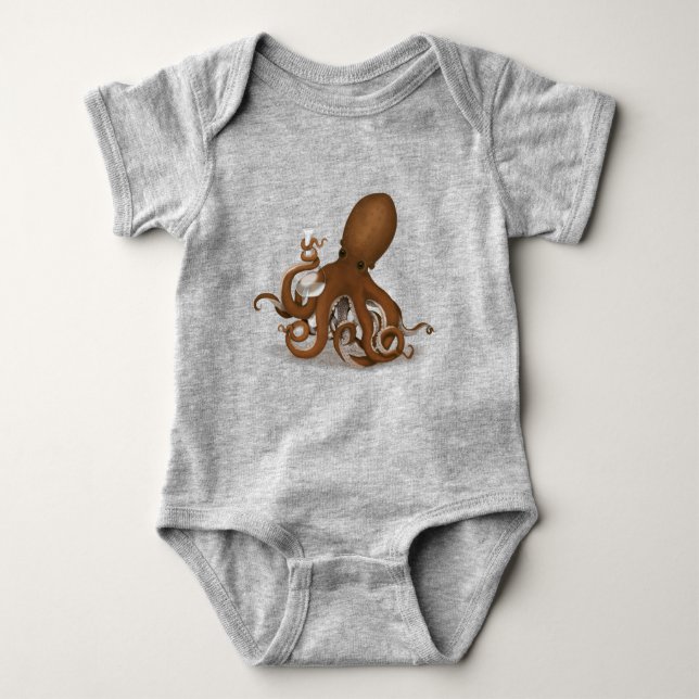 Body Para Bebê Octopus Com Laboratório De Ciências Neo-Vitoriano  (Frente)