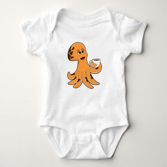 Body Para Bebê Octopus com Taça de Café (Frente)
