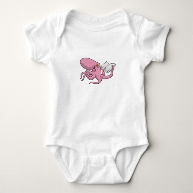 Body Para Bebê Octopus como Nerd do Livro (Frente)