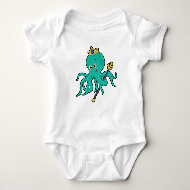 Body Para Bebê Octopus como rei com Trident (Frente)