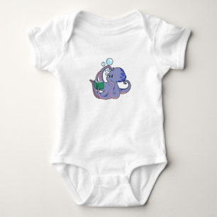 Body Para Bebê Octopus em Leitura com Livro