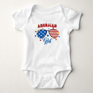 Body Para Bebê Óculos de bandeira americana para a independência