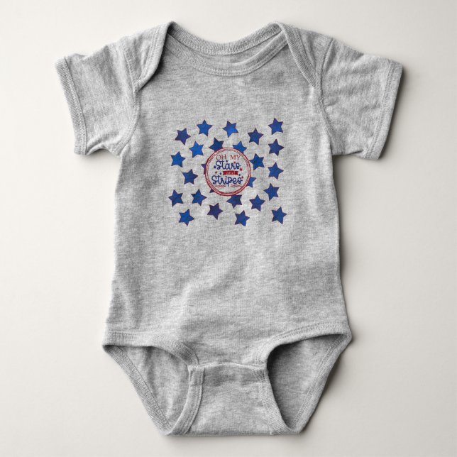 Body Para Bebê Oh, Minhas Estrelas e Stripes com Estrelas (Frente)