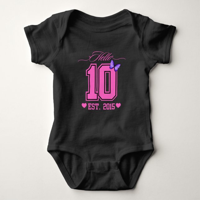 Body Para Bebê Olá, 10 Dígitos, Coquete 10, Garota de Aniversário (Frente)
