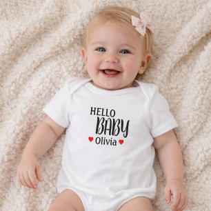 Body Para Bebê Olá Bebê Olivia Corações Vermelhos