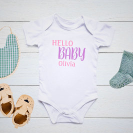 Body Para Bebê Olá Bebê Rosa Personalizado