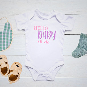 Body Para Bebê Olá Bebê Rosa Personalizado