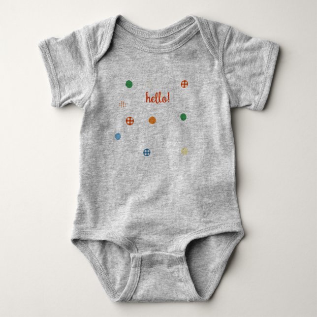 Body Para Bebê Olá! Bodysuit Cinza com Bolinhas (Frente)