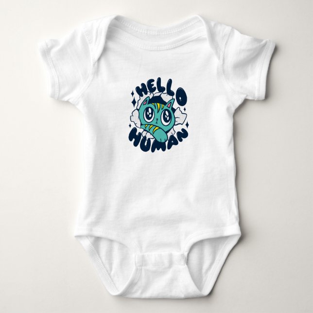 Body Para Bebê Olá humano Gato Fofo (Frente)