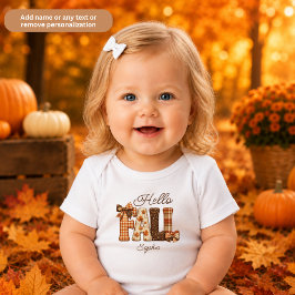 Body Para Bebê Olá Outono Letras Estilo Remendo Personalizadas