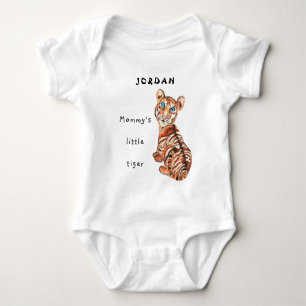 Body Para Bebê Olhos azuis de tigre fofinho e mamãe