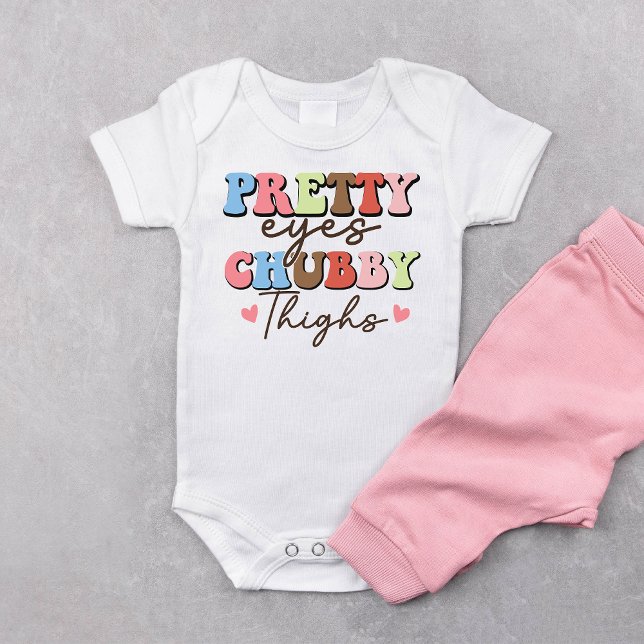 Body Para Bebê Olhos Bonitos Retrô Coxa Gordinha  Bodysuit de Beb (Criador carregado)