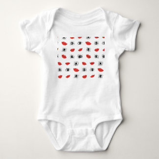 Body Para Bebê Olhos desenhados à mão, lábios, padrão da moda.