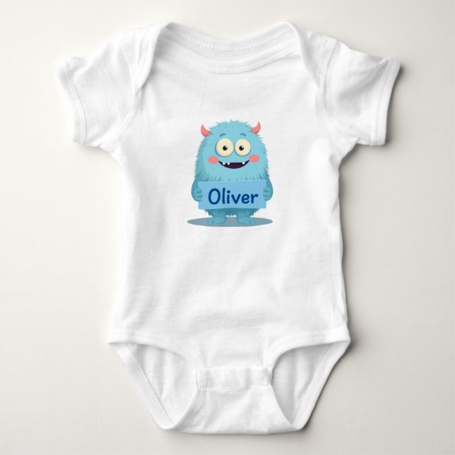 Body Para Bebê Oliver's Monstrous Pal (Frente)