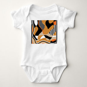 Body Para Bebê onda abstrato: padrão preto vintage
