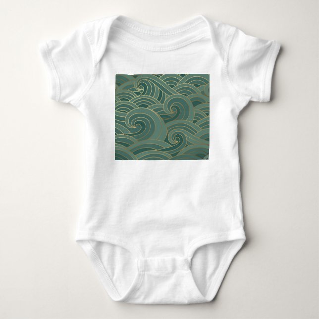 Body Para Bebê Onda Dourada: Tradicional Luxo Oriental (Frente)