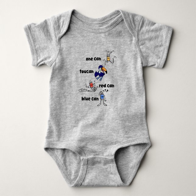 Body Para Bebê One Can Toucan Red Can Blue Can Baby Bodysuit (Frente)