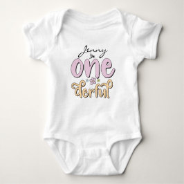 Body Para Bebê "One-derful", nome personalizado, flores projeta