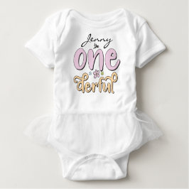 Body Para Bebê "One-derful", nome personalizado, flores projeta
