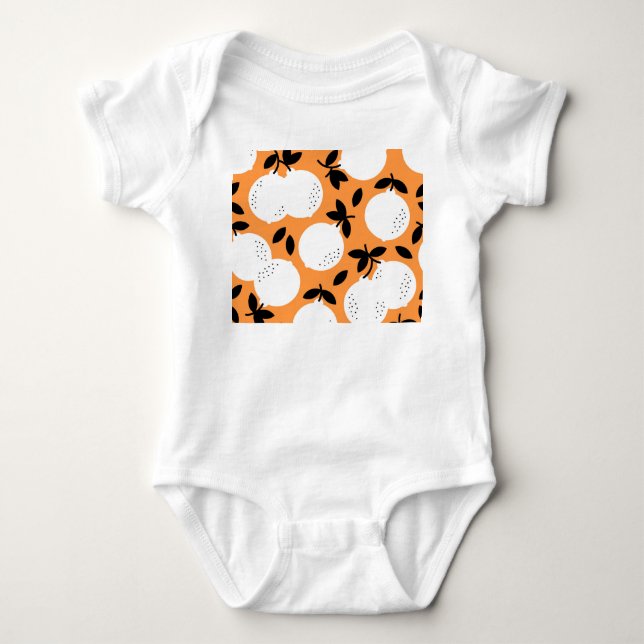 Body Para Bebê Orange Bliss: Padrão de Fruta refinado (Frente)