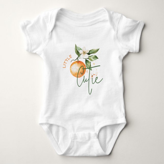 Body Para Bebê Orange Citrus Little Cutie Baby Shower Gift (Frente)