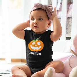 Body Para Bebê Orange Halloween Pumpkin with Name