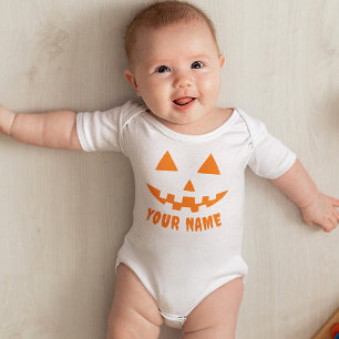 Body Para Bebê Orange Pumpkin Personalizado Halloween Seu Nome