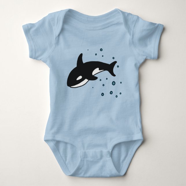 Body Para Bebê Orca Baleia Bebê Roupa (Frente)