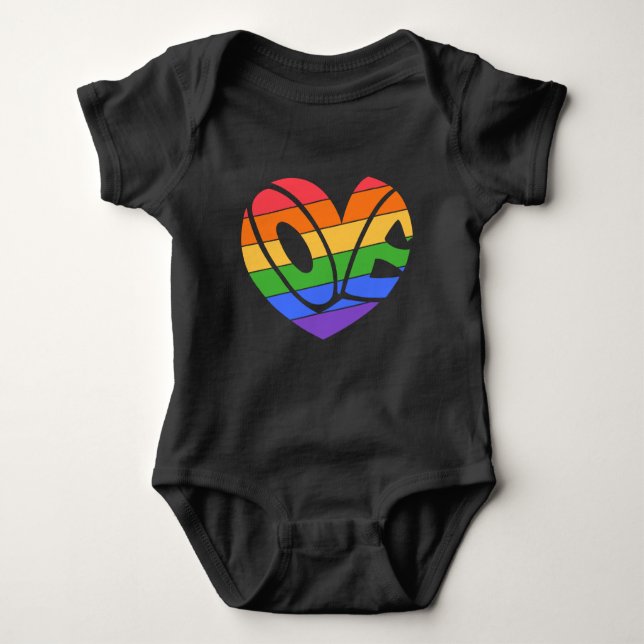 Body Para Bebê Orgulho Arco-Íris LGBTQ Eu Amo Meus Pais Bebê Bodô (Frente)