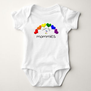 Body Para Bebê Orgulho gay Baby I Love My 2 Mommies Rainbow Heart
