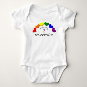 Body Para Bebê Orgulho gay Baby I Love My 2 Mummies Rainbow Heart