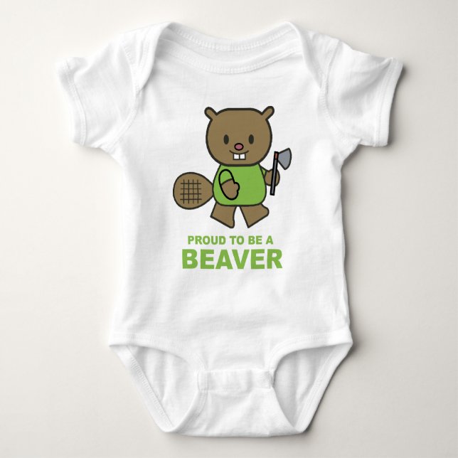 Body Para Bebê Orgulhoso ser um castor (Frente)