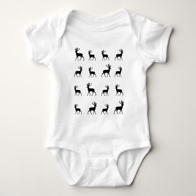 Body Para Bebê Os cervos modelam em preto e branco (Frente)
