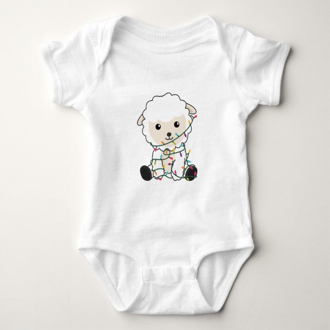 Body Para Bebê Ovinos de inverno Neve de Natal (Frente)