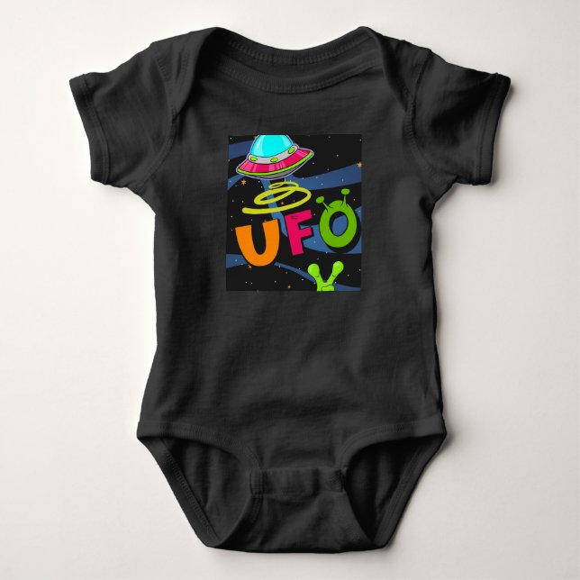 Body Para Bebê óvni no espaço diz olá  (Frente)