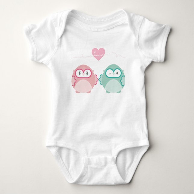 Body Para Bebê OWL AMOR: "Moça mole + menino" (Frente)