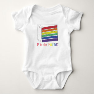 Body Para Bebê P é para Orgulho Rainbow Orgulho gay Cake Slice LG