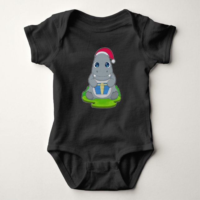 Body Para Bebê Pacote de Natal Hippo (Frente)