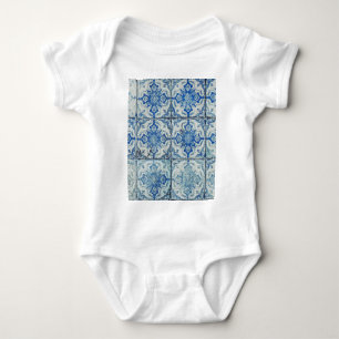 Body Para Bebê Padrão Antiquado de Azulejos Portugueses - Azulejo