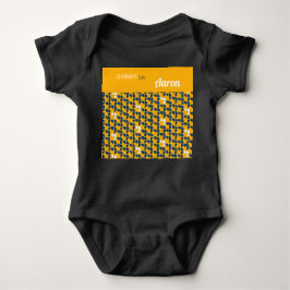 Body Para Bebê PADRÃO BONITO Azul Amarelo Personalizado