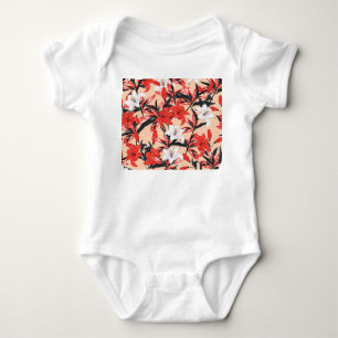 Body Para Bebê Padrão Botânico Vintage.