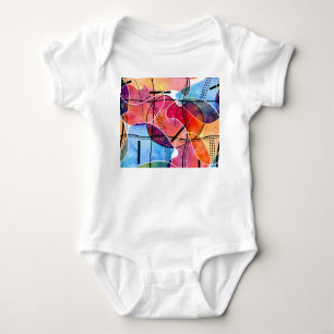 Body Para Bebê Padrão Branco Preto abstrato Watercolor