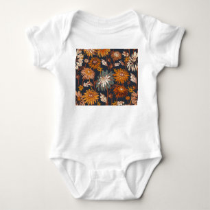 Body Para Bebê Padrão Chinês Bold Dahlia Chrysanthemum