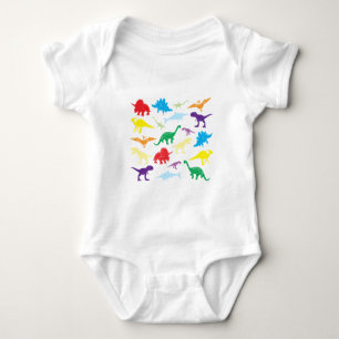 Body Para Bebê Padrão Colorida Dinossauros Aquarela Crianças