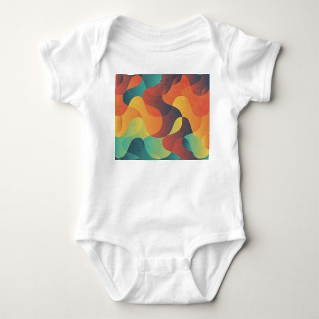 Body Para Bebê Padrão de abstrato de onda colorida (Frente)