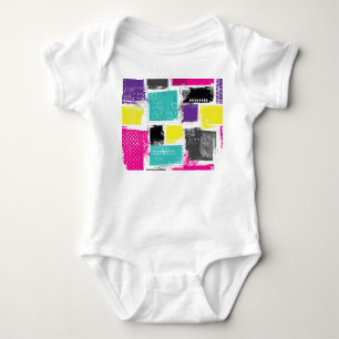 Body Para Bebê Padrão de Abstrato retrô neon-quadrado