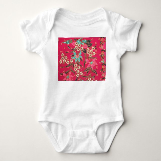 Body Para Bebê Padrão de arte do Batik indonésio malaio (Frente)