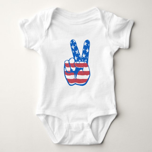 Body Para Bebê Padrão de Bandeira da Peace American (Frente)
