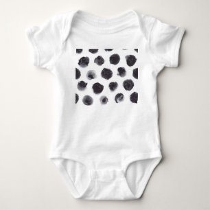 Body Para Bebê Padrão de bolinhas: preto, cinza.